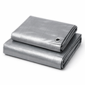 Heavy Duty Silver Waterproof Tarpaulin 140gsm - UV-Resistant PE Storage Cover with Reinforced Eyelets for All-Weather