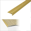Gold metal strip with dimensions and features on a white background