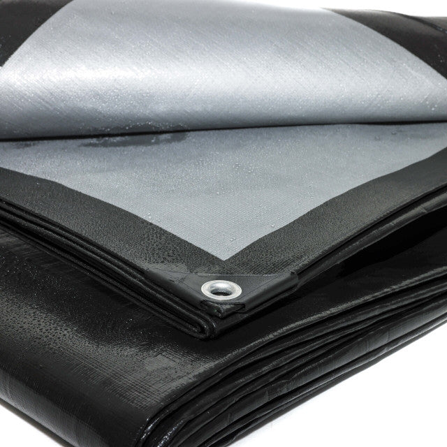 Heavy Duty Tarpaulin 270gsm – Black Silver 100% Waterproof & UV-Resistant Cover for Roofing, Boats, and Construction