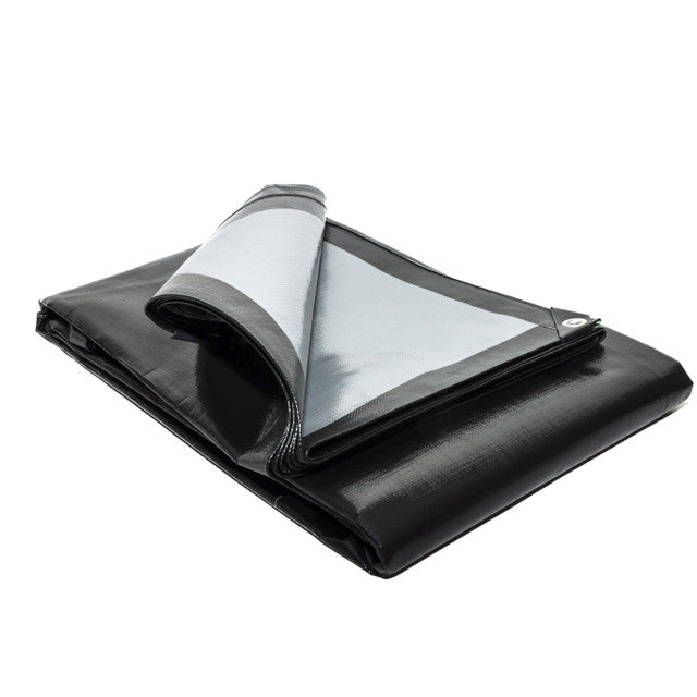 Heavy Duty Tarpaulin 270gsm – Black Silver 100% Waterproof & UV-Resistant Cover for Roofing, Boats, and Construction