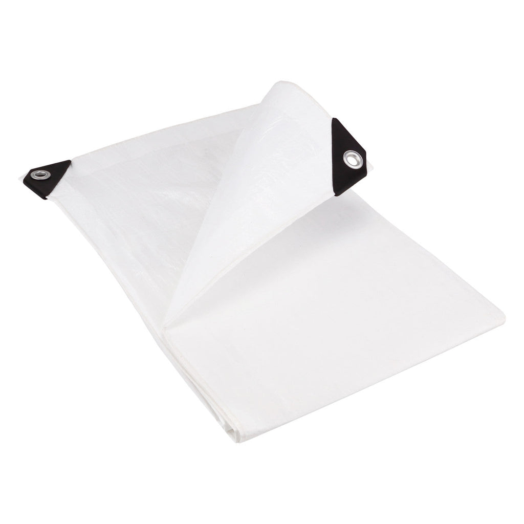 Waterproof Tarpaulin Sheet 110GSM – Standard All-Weather Cover with Reinforced Eyelets for Professional and Home Use White