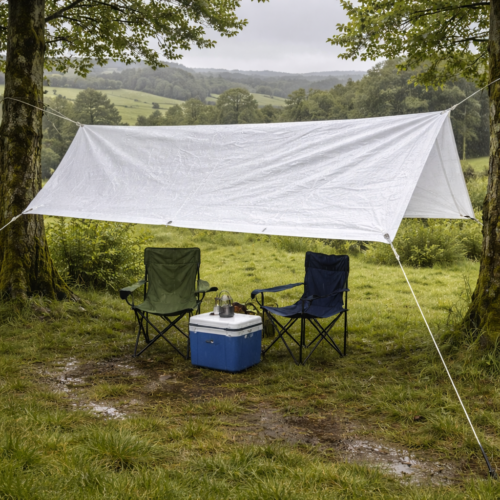 Heavy Duty White Waterproof Tarpaulin Sheet 110gsm - Heavy Duty UV-Resistant PE Cover with Reinforced Eyelets for Professional Use