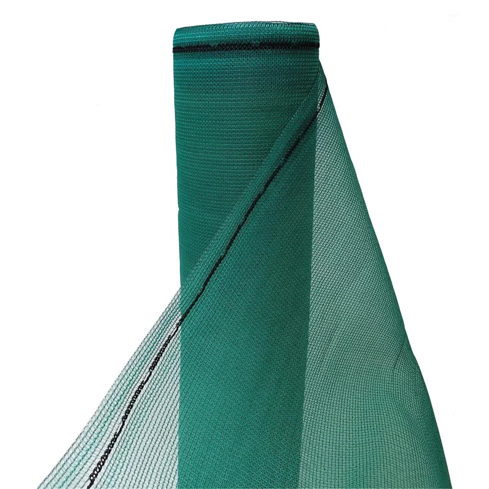 110gsm Green HDPE Wind Barrier Mesh with 50% Shade & 40% Airflow Reduction – UV Stabilised with 5cm Eyelets