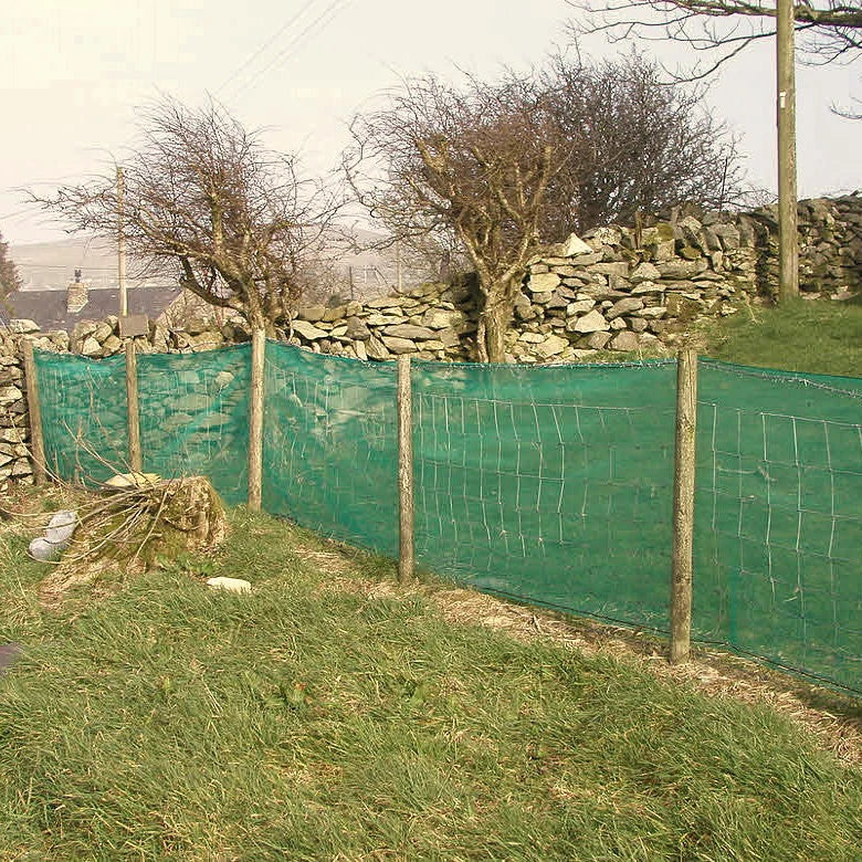 110gsm Green HDPE Wind Barrier Mesh with 50% Shade & 40% Airflow Reduction – UV Stabilised with 5cm Eyelets