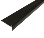 Black metal strip with a red light on a white background