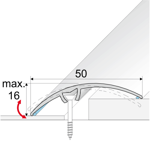 A65 50mm  Anodised Aluminium Door Threshold Strip