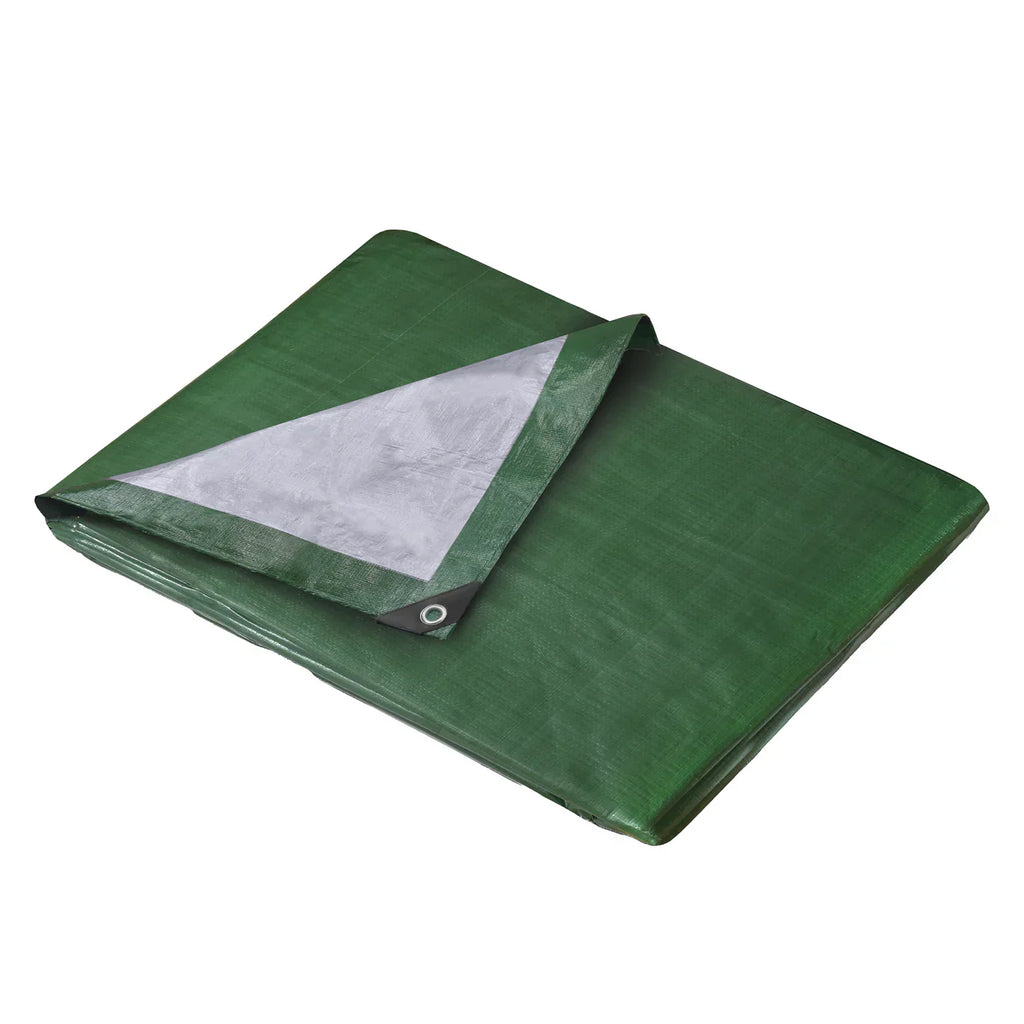 Waterproof Tarpaulin Sheet 140GSM Green/Silver – Heavy Duty Cover with Reinforced Eyelets for All-Weather Protection