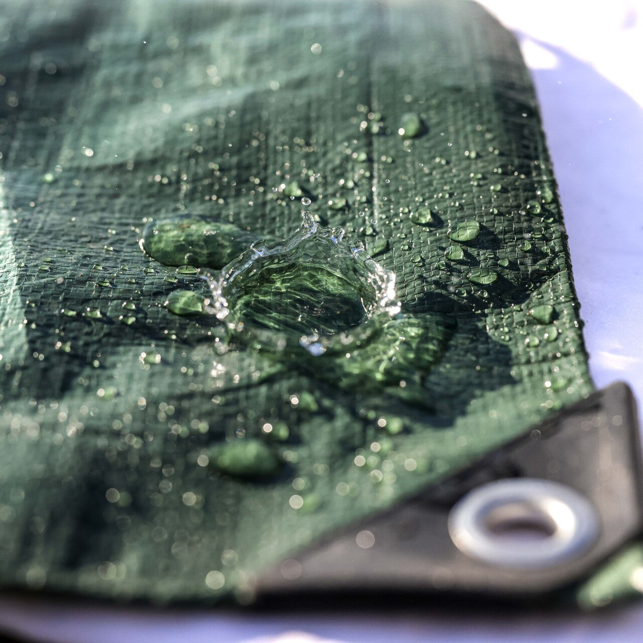140GSM Waterproof Tarpaulin Green/Silver – Heavy Duty Cover Sheet with Eyelets