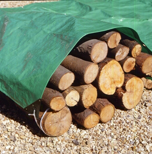 140GSM Waterproof Tarpaulin Green/Silver – Heavy Duty Cover Sheet with Eyelets