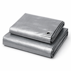 Heavy Duty Silver Waterproof Tarpaulin 140gsm - UV-Resistant PE Storage Cover with Reinforced Eyelets for All-Weather