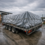 Heavy Duty Silver Waterproof Tarpaulin 140gsm - UV-Resistant PE Storage Cover with Reinforced Eyelets for All-Weather