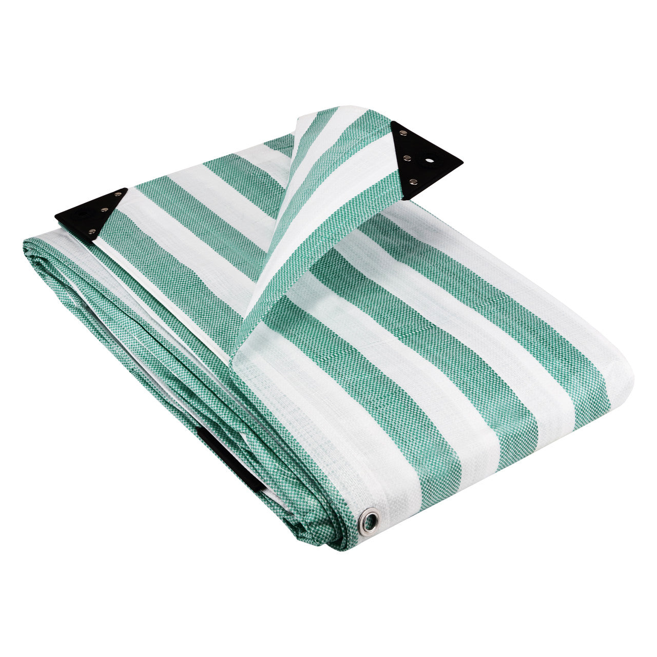 Waterproof Tarpaulin Sheet 170GSM Striped – Heavy-Duty Market Cover with Reinforced Eyelets for Events and Trade Use Green White