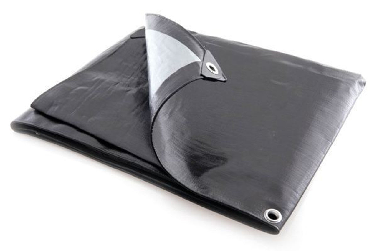 Heavy Duty Tarpaulin 270gsm – Black Silver 100% Waterproof & UV-Resistant Cover for Roofing, Boats, and Construction