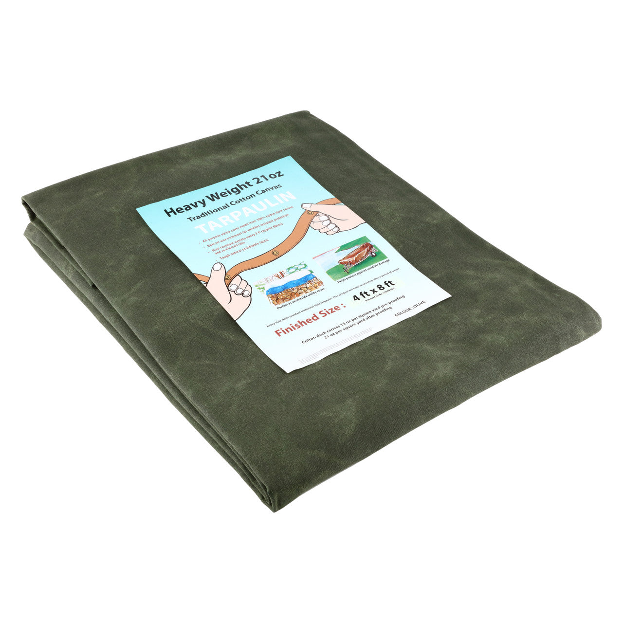 Waterproof Tarpaulin Sheet 21oz Heavy Duty Cotton Canvas – Ultra-Strong Waxed Cover with Reinforced Brass Eyelets for UK Use