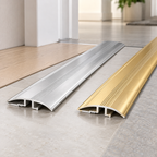 30mm aluminium 4-in-1 floor threshold profiles shown in silver and gold finishes