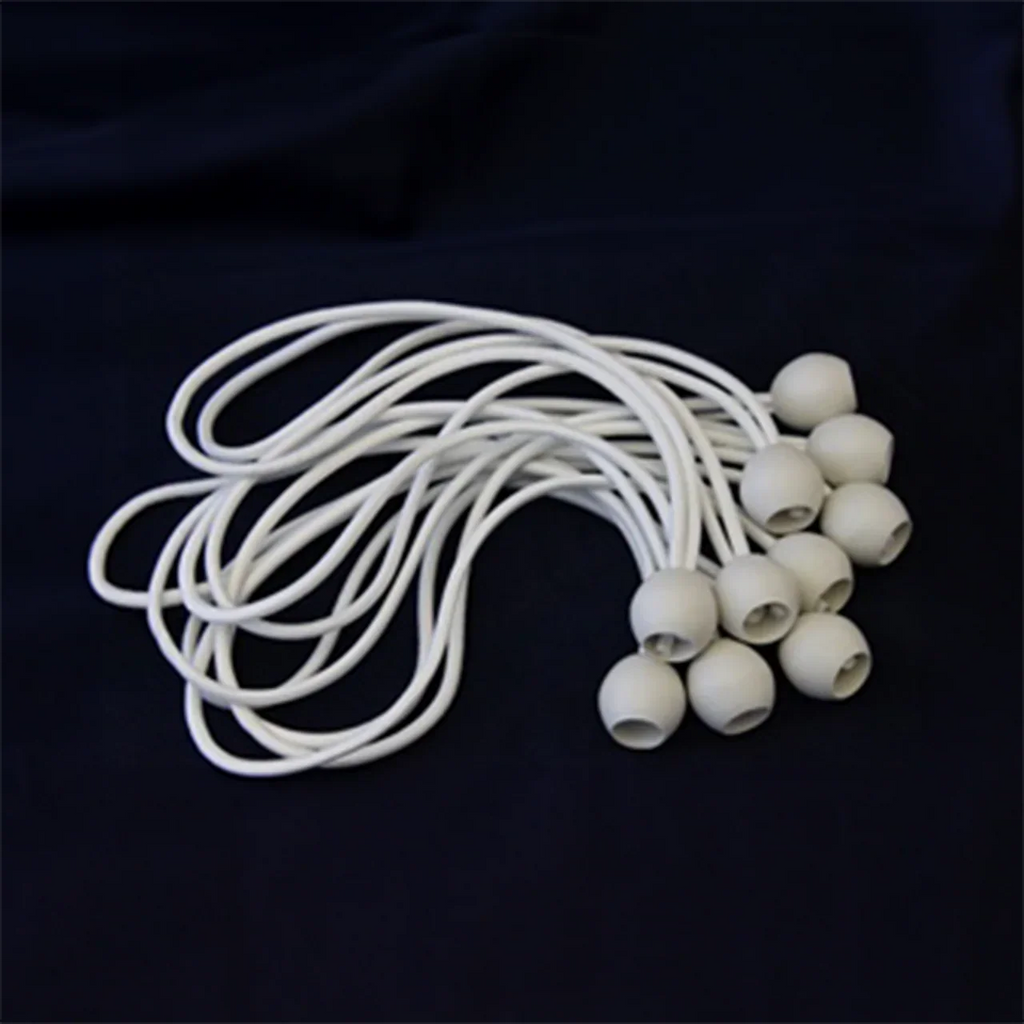 White Ball Bungees 30cm Heavy Duty with 25mm Locking Ball - Durable Tie Down Straps for Tarps, Gazebos, and Shelters White 30cm