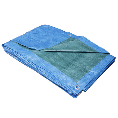 Waterproof Tarpaulin Sheet 70GSM Blue/Green – Lightweight Budget Cover with Reinforced Eyelets for Home and Garden Use