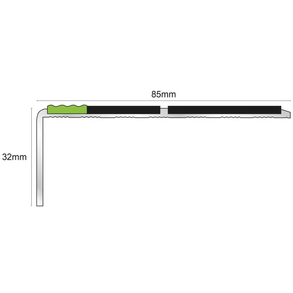 ASL09 85x30mm Aluminium Non Slip Stair Nosing Edge Trim With Pvc Insert