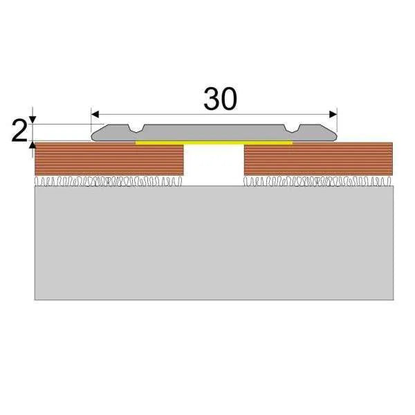A02 30mm Anodised Aluminium Flat Self Adhesive Door Threshold Strip
