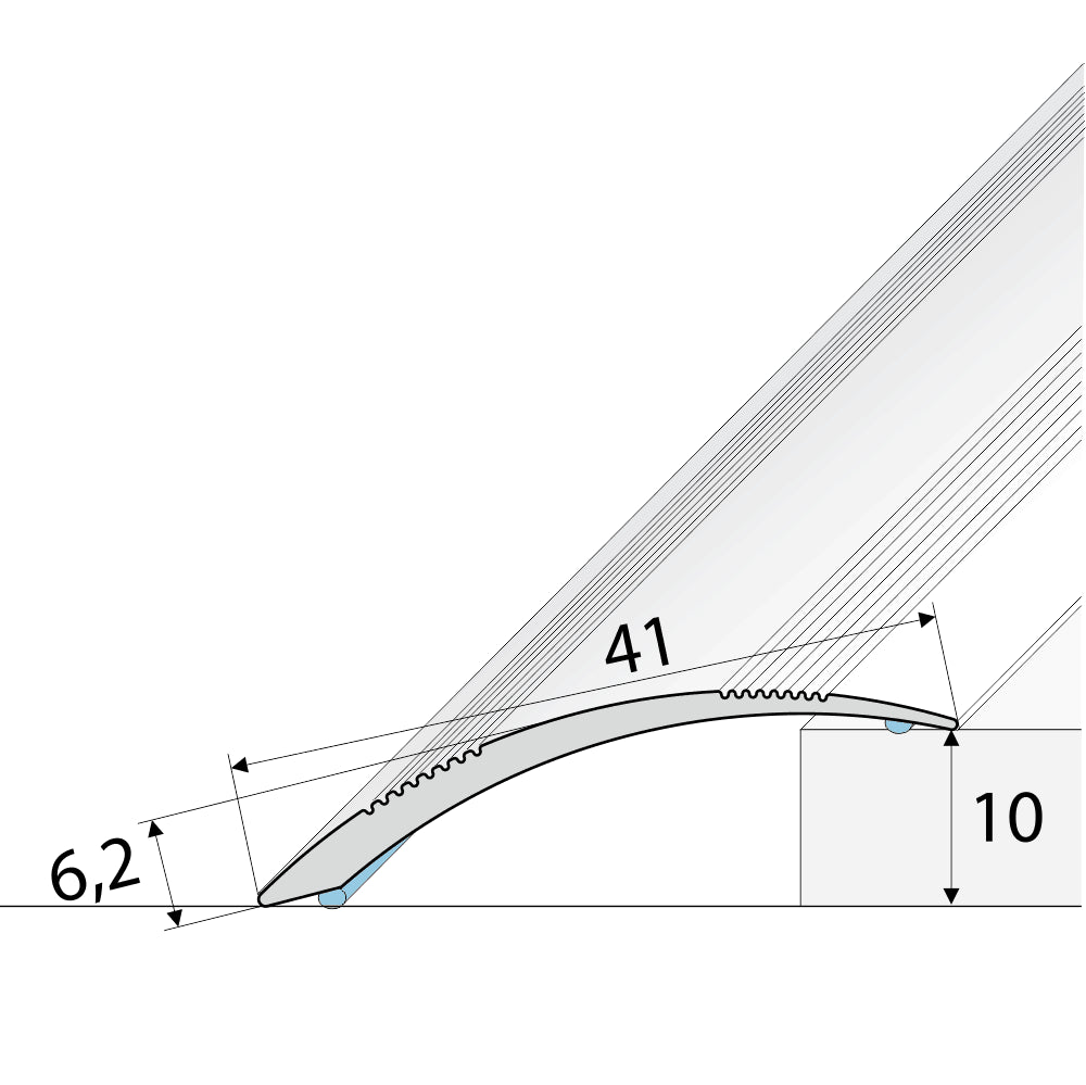 A48 41mm Anodised Aluminium Self Adhesive Door Threshold Ramp Profile