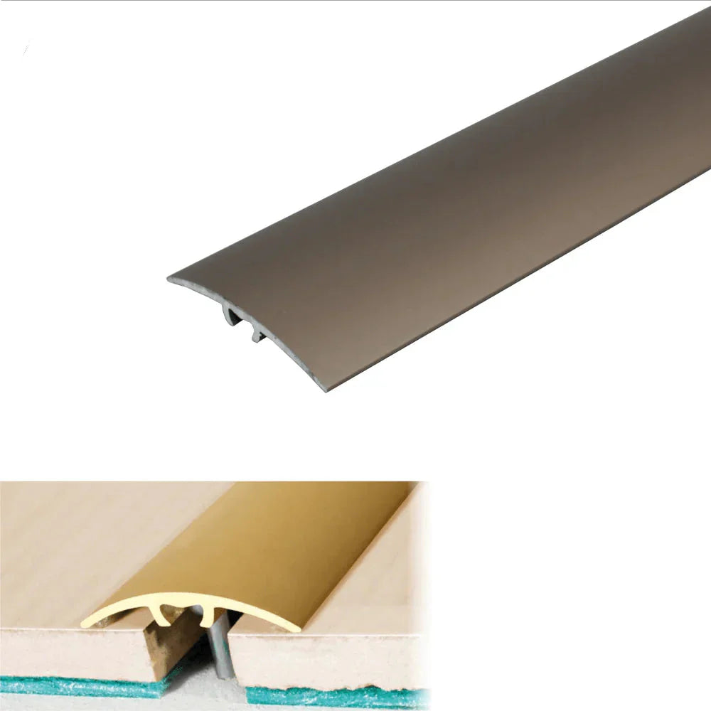 Metallic strip with champagne finish, showing product details on a white background.