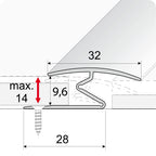 A69 32mm Aluminium Wood Effect Door Threshold Z Strip