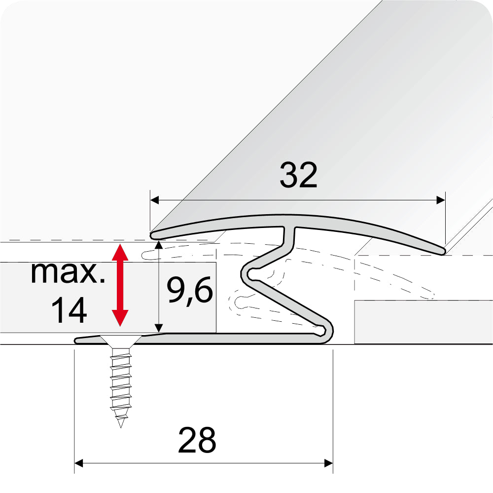 A69 32mm Aluminium Wood Effect Door Threshold Z Strip