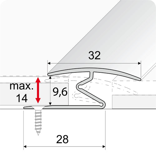 A69 32mm Aluminium Wood Effect Door Threshold Z Strip