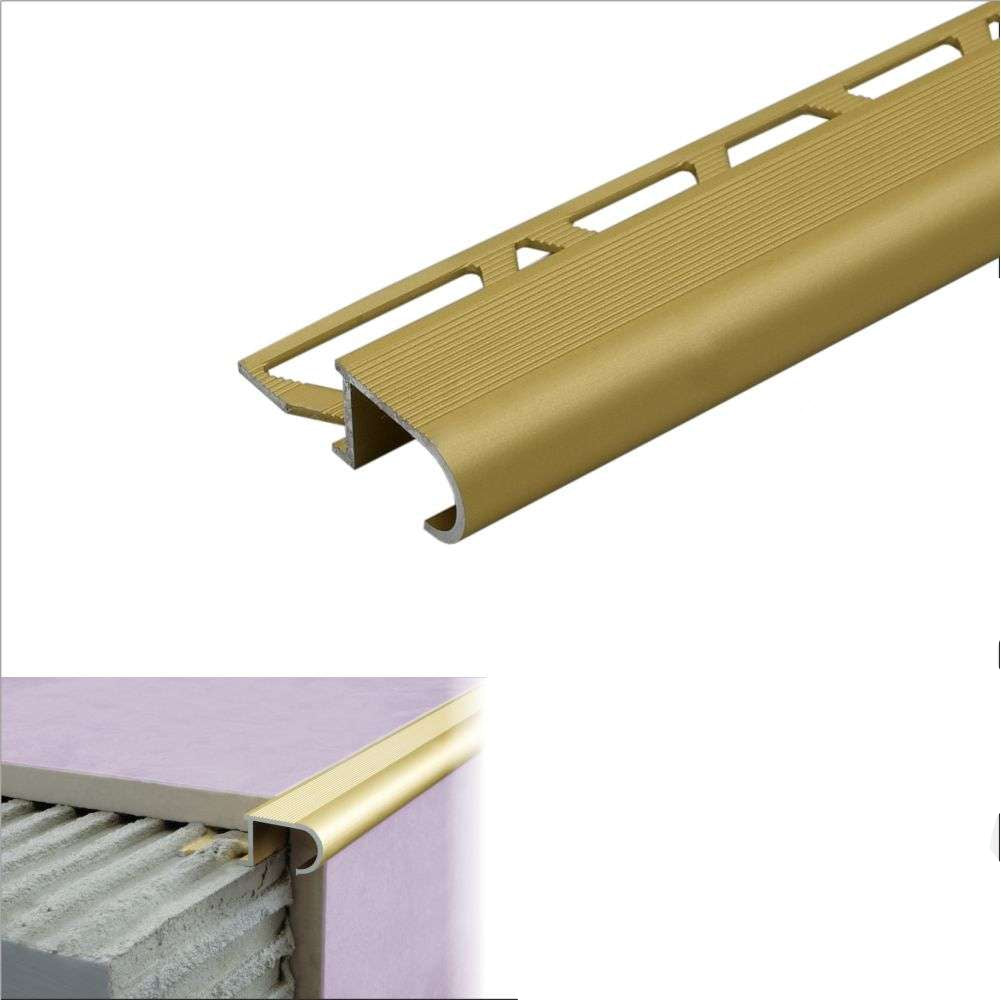 Gold metal strip with dimensions and specifications on a white background