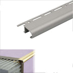 Silver metal strip with dimensions and material information on a white background