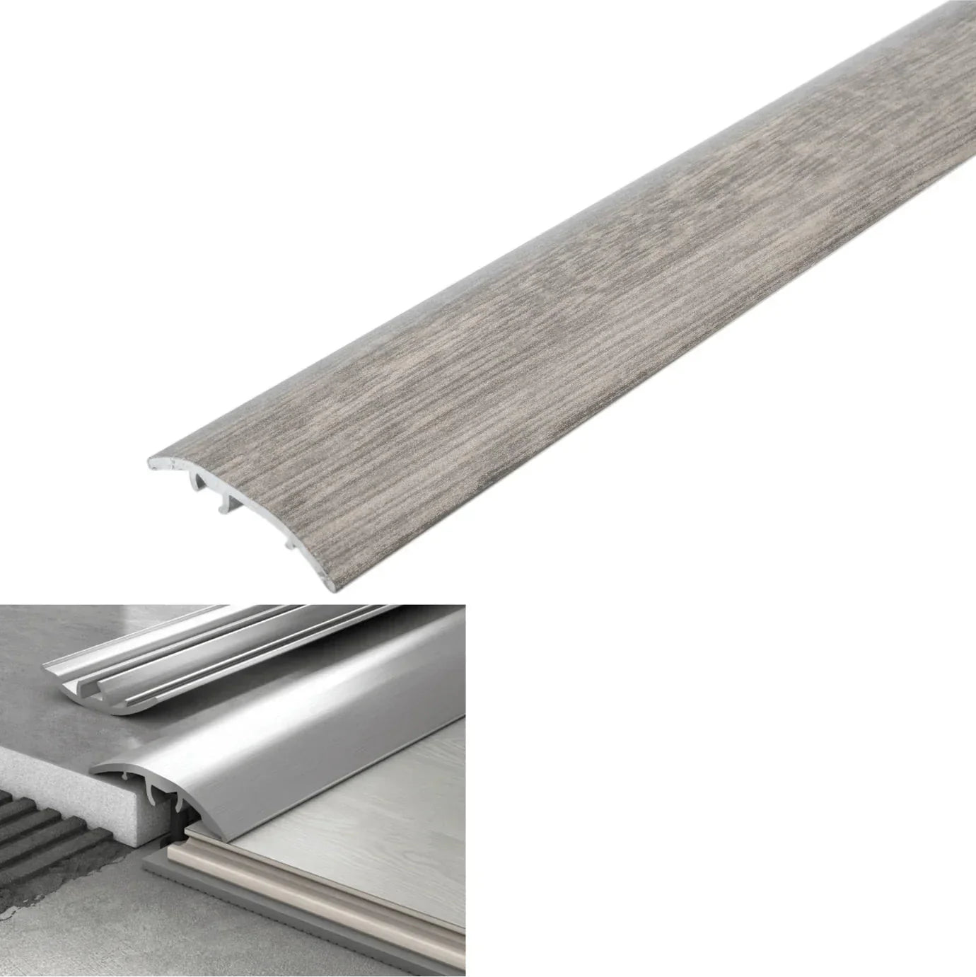 Gray floor trim with measurements and color code on a white background