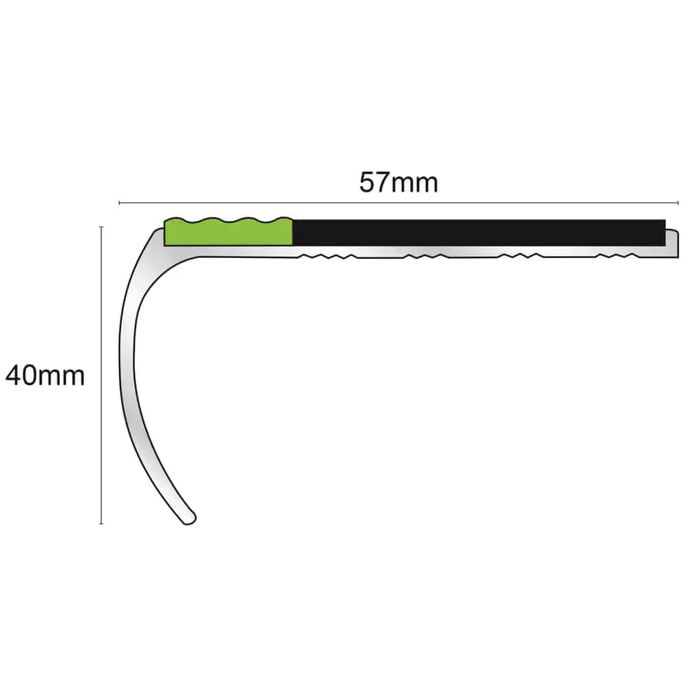 ASL03 57x40mm Aluminium Non Slip Stair Nosing Edge Trim With Pvc Insert