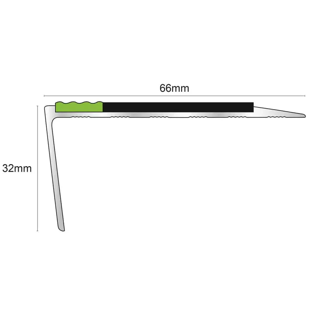 ASL16 66x32mm Aluminium Non Slip Stair Nosing Edge Trim With Pvc Insert
