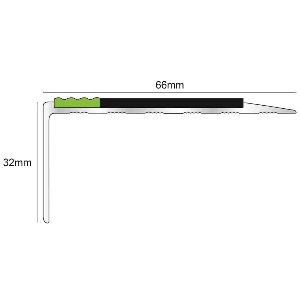 ASL15 66x32mm Aluminium Non Slip Stair Nosing Edge Trim With Pvc Insert