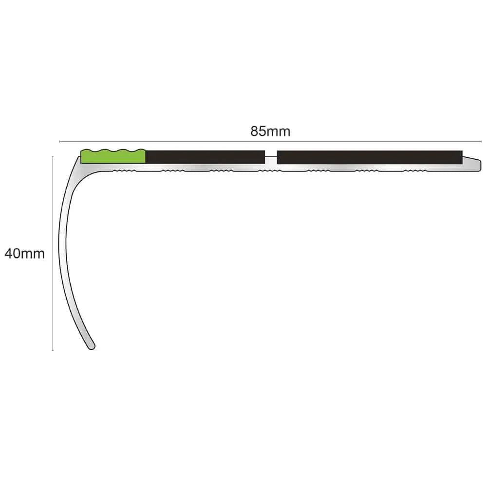 ASL29 87x40mm Aluminium Non Slip Stair Nosing Edge Trim With Pvc Insert