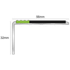 ASL01 Tredsafe 56x32mm Aluminium Non Slip Stair Nosing Edge Trim With Pvc Insert