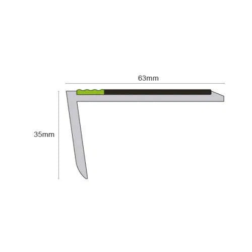 ASR - 63 x 35mm Tredsafe Non Slip Aluminator® Slimline PVC Stair Nosing