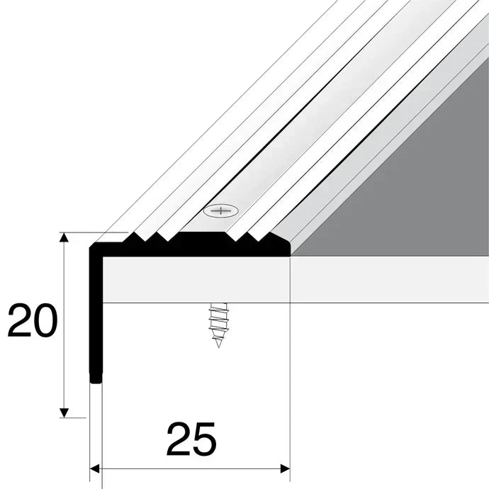 Aluminium Stair Nosing 25x20mm Anti-Slip Edge Trim S02