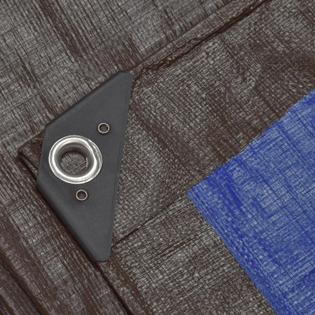 Heavy Duty Tarpaulin 185gsm – Brown Blue Waterproof Tarp for Professional and Outdoor Use with Reinforced Eyelets