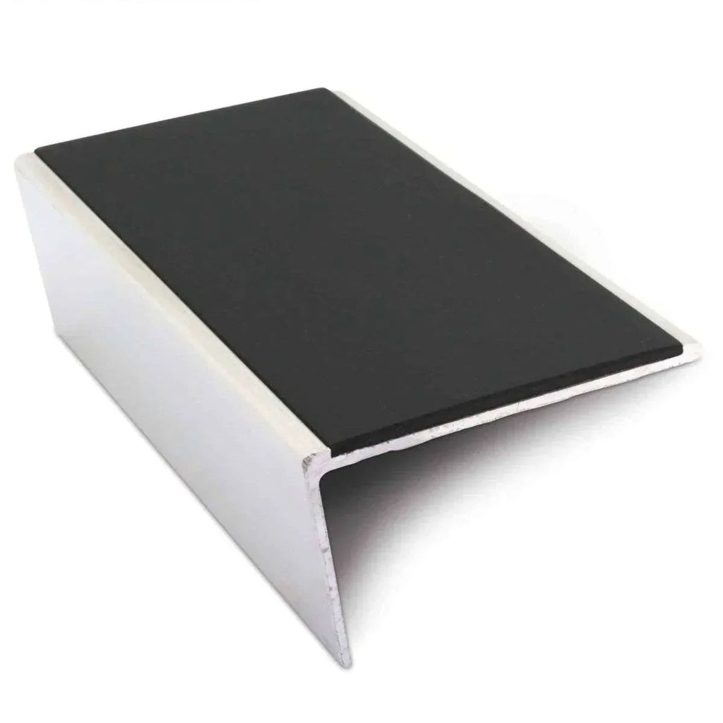 NSL02 57 x 32mm Aluminium Non Slip Stair Nosing Rakeback Edge Trim With Pvc Insert