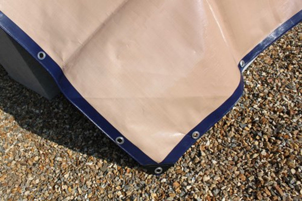 Waterproof Tarpaulin Sheet 350gsm Blue/Beige – Extra Heavy Duty UV-Proof Cover with Reinforced Eyelets for UK Industrial Use