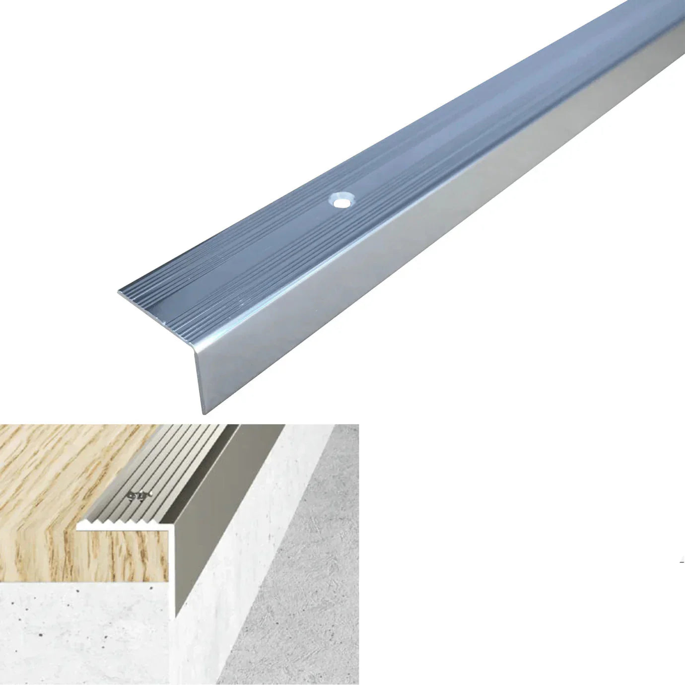 Metallic strip with dimensions and material information on a white background