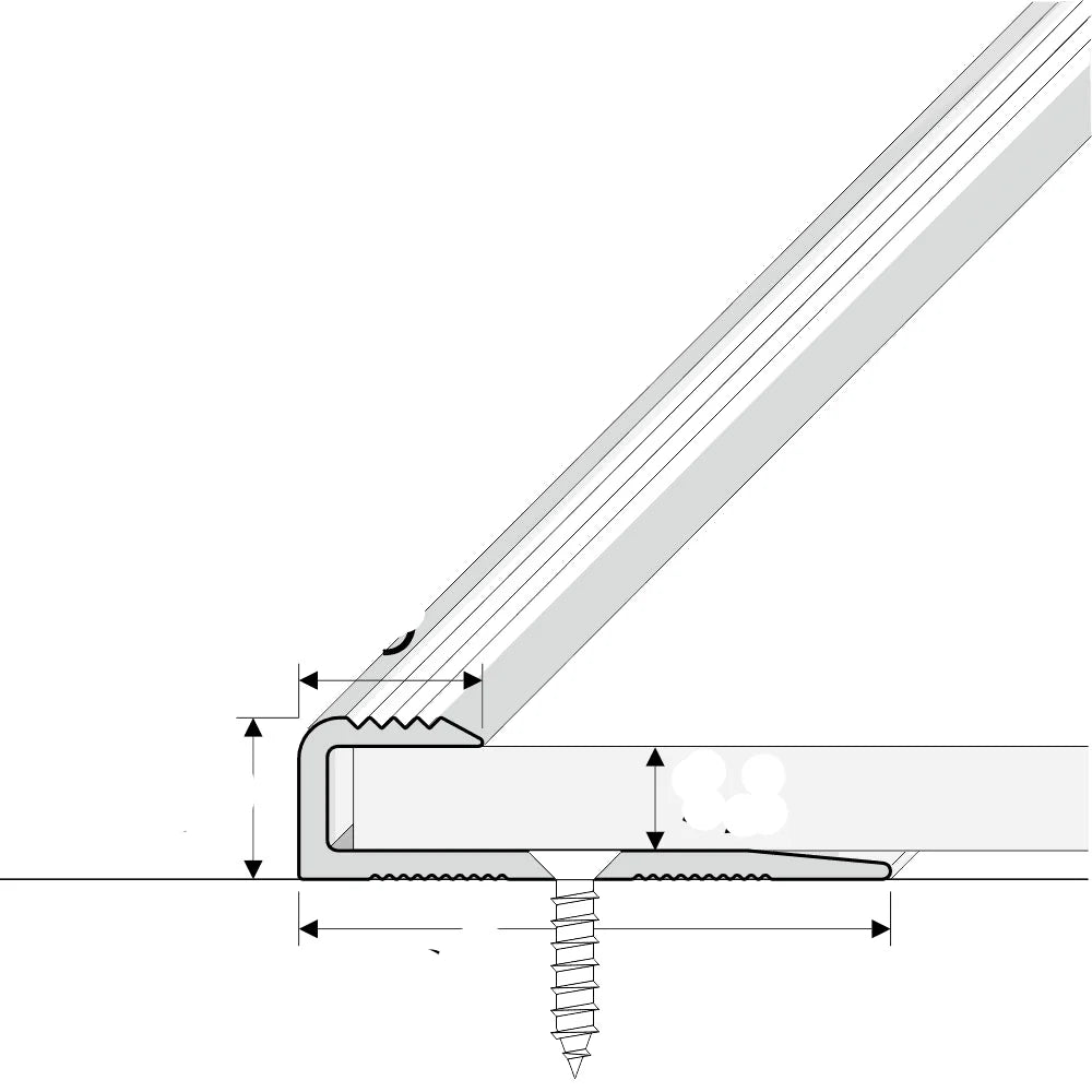 Technical drawing of a metal strip with dimensions labeled