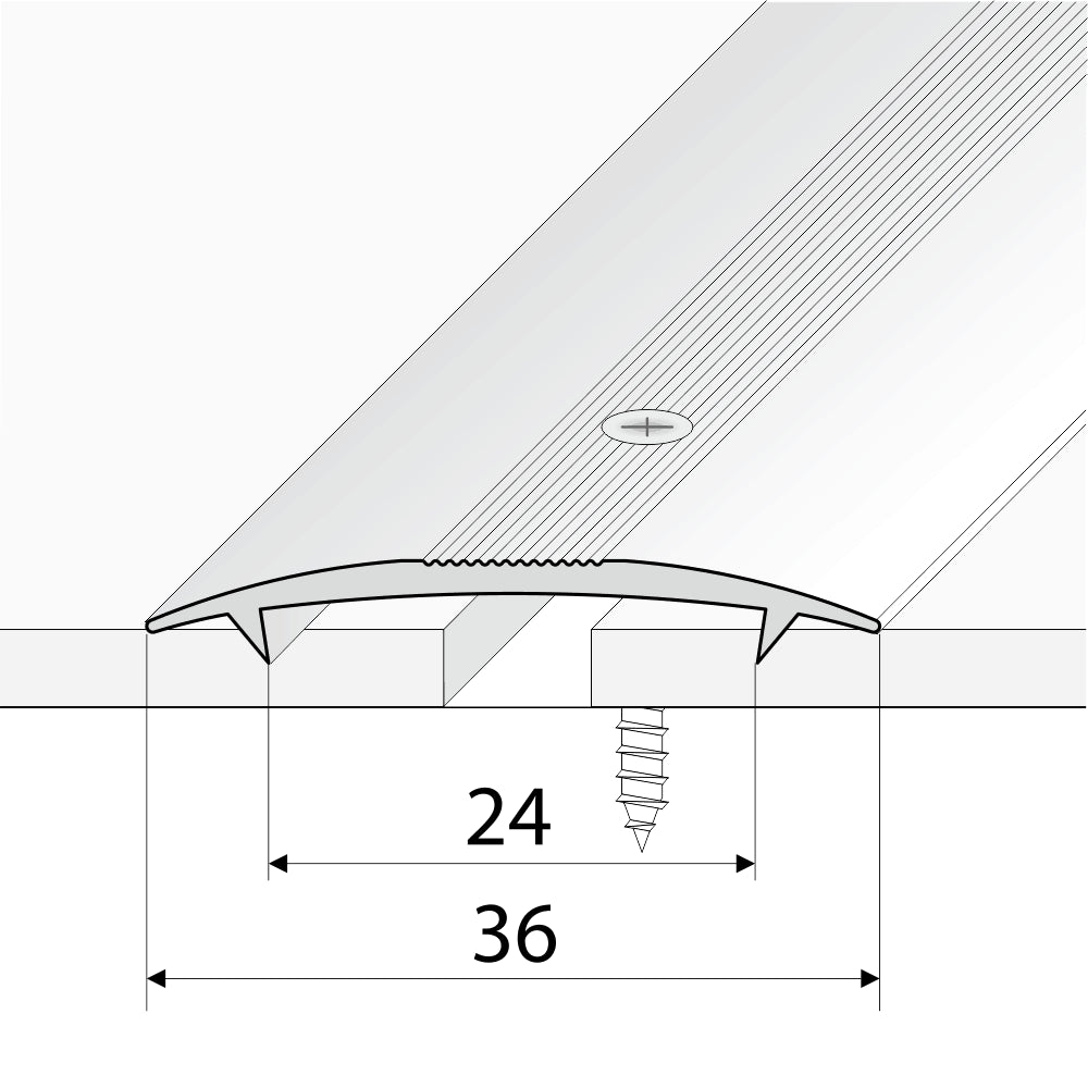 C68 36mm Anodised Aluminium Carpet Cover Strip Profile