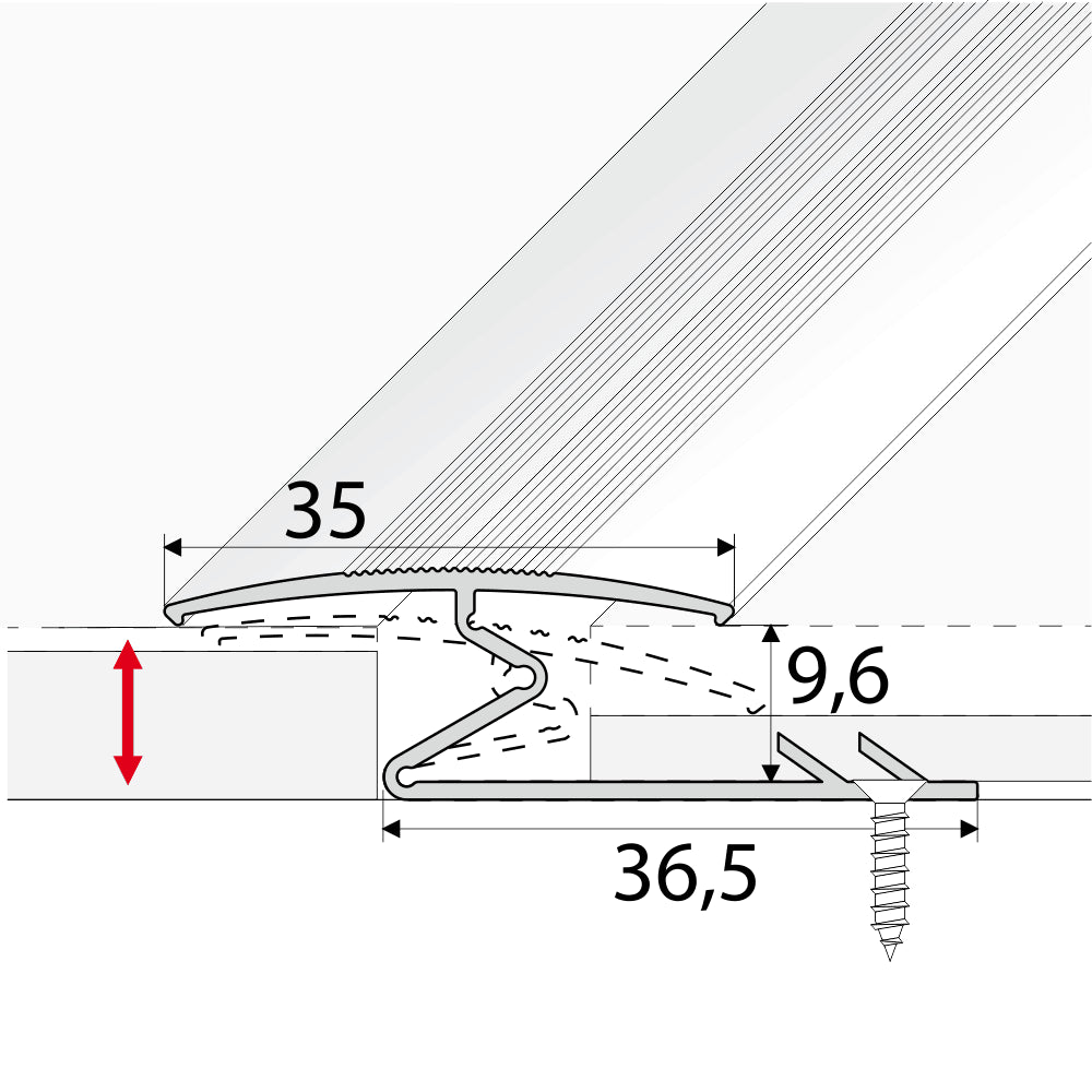 C69 35mm Anodised Aluminium Z Carpet Profile