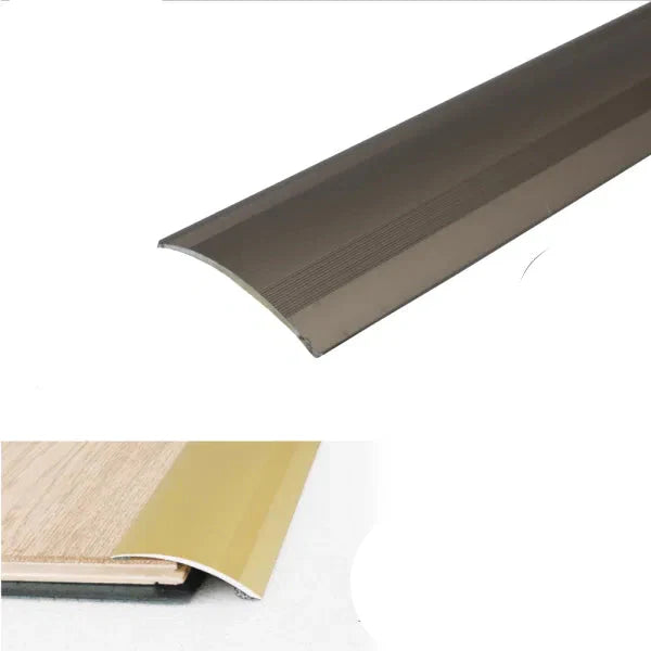 Decorative strip with champagne finish on a white background, showing dimensions and material types.