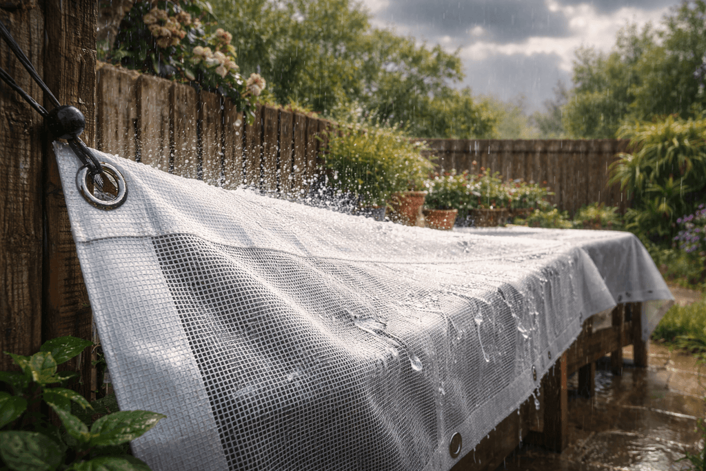 Heavy Duty Waterproof Tarpaulin Sheet Clear 100GSM Monotex – UV-Stabilised Transparent Cover with Reinforced Metal Eyelets