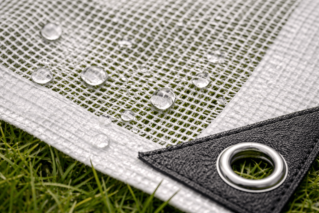 Heavy Duty Waterproof Tarpaulin Sheet Clear 100GSM Monotex – UV-Stabilised Transparent Cover with Reinforced Metal Eyelets