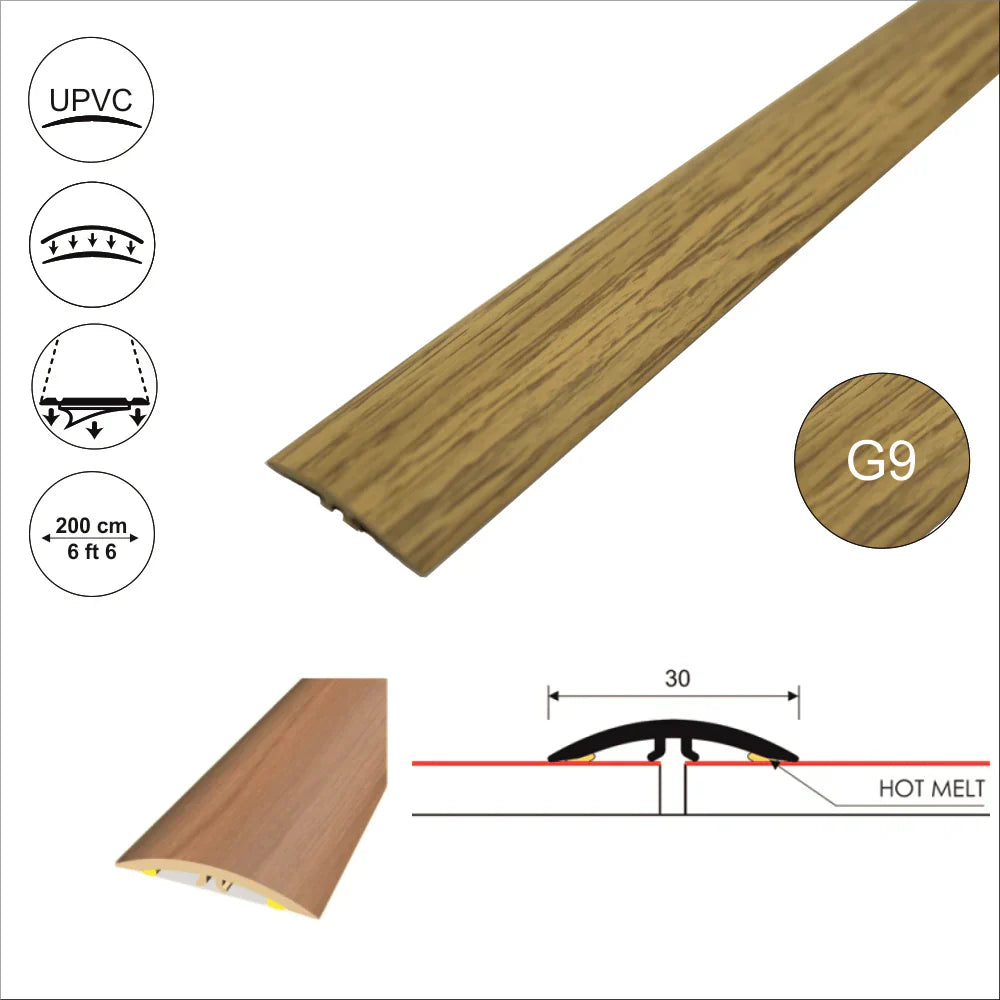 M-M0300 PVC 30mm Wood-Effect Flat Self-Adhesive Door Threshold Strip