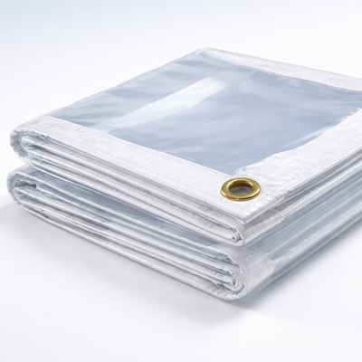 Heavy Duty Clear Tarpaulin Sheet 320gsm – Transparent PVC Cover with Brass Eyelets for Professional & Domestic Use